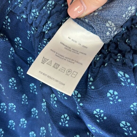 Anthropologie Kaleo Off The Shoulder Romper Navy Printed Pockets Size XS - Picture 8 of 13